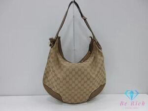 Gucci Hobo Bag GG Princy Beige Bronze Brown Canvas Leather One